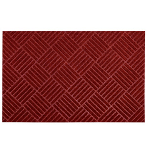 Tapis de porte extérieur commercial antidérapant en PVC rouge vin personnalisé, motif rayé, absorbant, grande surface, lavable en machine - Product Image 1