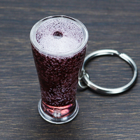 Porte-clés en acrylique personnalisé avec logo, verre à vin en cristal, effet bulles flottantes, sable de neige, liquide, pour cadeaux promotionnels tendance