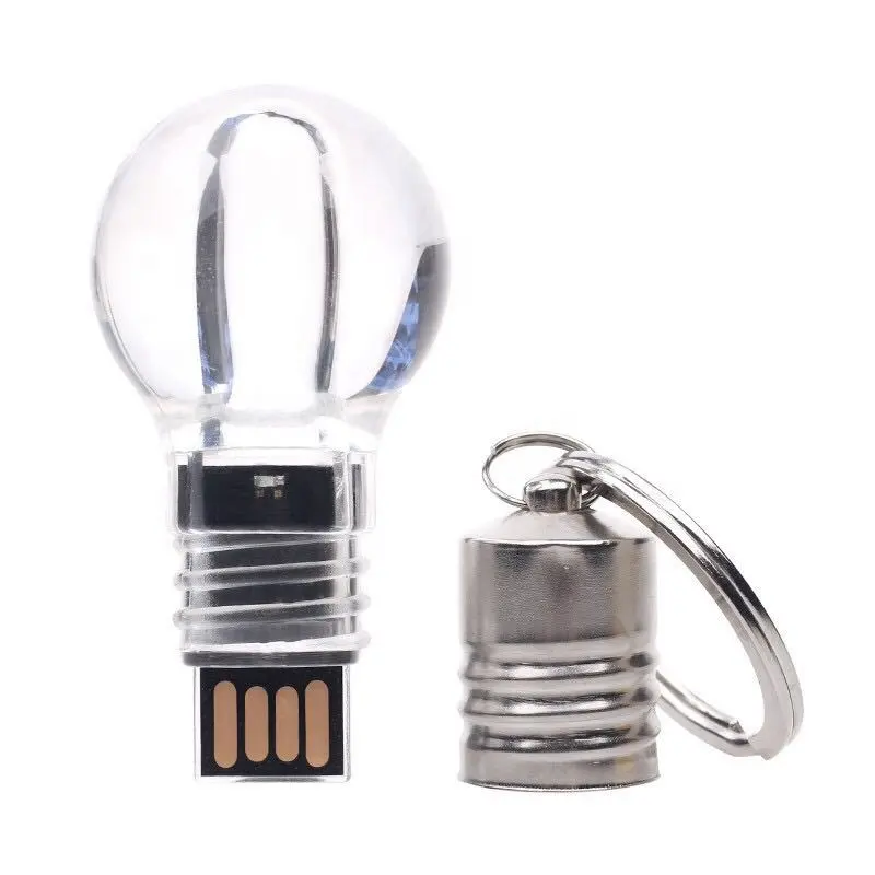 LED Light Bulb USB Flash Drive 16GB 8GB 32GB 4GB 64GB Acrylic Lighting Pendrive Memory Stick Creative Give Away Flashdisk
