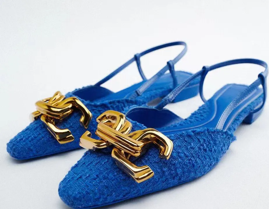 2022 New blue single shoes for women ZA New women versatile fashion sandals flat
