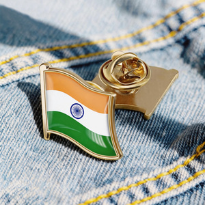 Épinglette métallique gravée avec logo personnalisé, en forme <span class=keywords><strong>de</strong></span> drapeau indien, avec dôme en époxy imprimé, pour les cadeaux promotionnels d'agences <span class=keywords><strong>de</strong></span> marketing créatives et l'approvisionnement artistique - Product Image 1