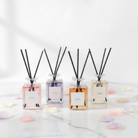 Diffuseur de parfum en verre de luxe 50 ml, ensemble de diffuseur de parfum personnalisé, huile parfumée à la lavande et à l'ébène, parfum d'ambiance pour la maison 60+ jours, ambiance romantique, cadeau