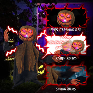 Décoration d'<span class=keywords><strong>Halloween</strong></span> Citrouille Fantôme Lumineuse avec LED, Lanterne Animée Sonore, Accessoire Effrayant pour <span class=keywords><strong>Halloween</strong></span> - Product Image 3