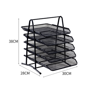 5-Tier Desktop Mesh Desk Organizer Stacking Document <b>Drawer</b> and Letter Holder Metal Wire <b>File</b> Rack <b>File</b> Trays - Product Image 4