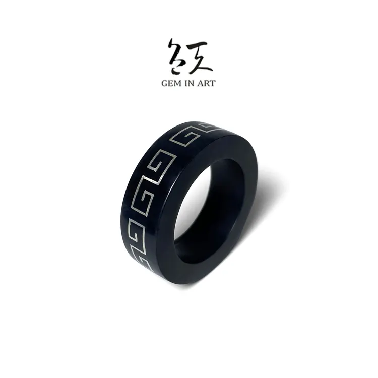 Hetian jade natural nephrite gold and silver inlay men's and women's jade fashion rings Good Luck nephrite Jewelry Rings