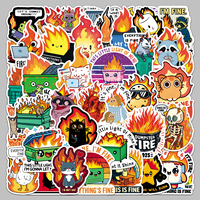 50 Pegatinas Divertidas de Graffiti de Fuego, Resistentes al Agua, para Computadora, Consola de Juegos, Escritorio, Decoración de Juguetes, Venta Directa de Fábrica