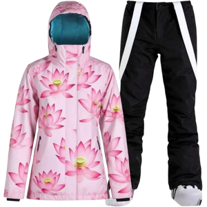 Ensemble veste et pantalon de <span class=keywords><strong>ski</strong></span> pour <span class=keywords><strong>femme</strong></span> AQTQ, combinaison de <span class=keywords><strong>ski</strong></span>, imperméable, coupe-vent, à capuche, <span class=keywords><strong>manteau</strong></span> de neige, 2 pièces, combinaison de snowboard - Product Image 1