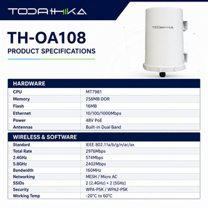 Access Point Wireless Esterno ad Alta <span class=keywords><strong>Velocità</strong></span> AX3000 Dual Band 2.4GHz/5.8GHz WiFi 6 48V PoE Gigabit Mesh Network 160MHz Centralizzato - Product Image 2