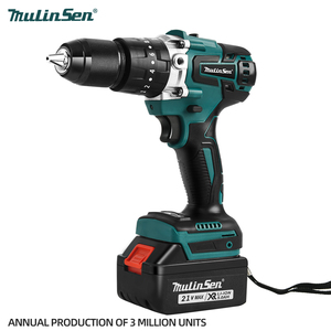 Perceuse <span class=keywords><strong>sans</strong></span> <span class=keywords><strong>fil</strong></span> MulinSen 21V <span class=keywords><strong>sans</strong></span> balais, tournevis électrique à couple élevé 65 Nm, outil électrique 25 vitesses avec mandrin 10 mm et lumière LED - Product Image 1