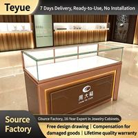 Comptoir d'exposition de bijoux en acier inoxydable personnalisé Teyue avec éclairage LED, finition robuste et étanche, vitrines de luxe pour bijouteries