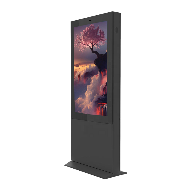 Slim Outdoor Digital Advertising Display Floor Standing Totem 4K TV Media Player CMS Software LCD Screen Kiosk Digital Signage