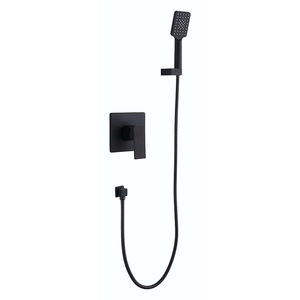 Conjunto de Ducha Empotrado de Latón Minimalista Moderno de Una Función para Baño, Mezclador de Cascada Negro Cromado para Hotel - Product Image 4
