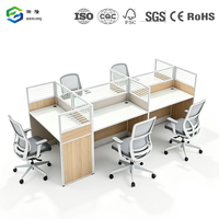 Postes de travail modulaires modernes en verre pour bureaux, salles d'appels et espaces commerciaux (1, 2, 4, 6, 8 personnes)