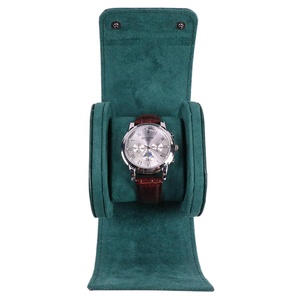 Custom Logo Luxury Watch Bag Black Brown Green PU Leather Watch Storage Case Travel Suede Watch <strong>Roll</strong> Packaging <strong>Box</strong> - Product Image 5