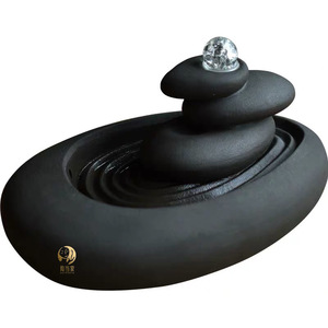 Fuente de cerámica Zen con paisaje seco, redonda, decorativa, para la decoración del hogar y la sala de estar. - Product Image 5