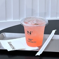 Gobelet à thé au lait commercial en PET, gobelet à boisson froide en plastique transparent, gobelet à café jetable avec couvercle, personnalisation à emporter