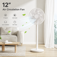 Ventilateur Circulateur 12 Pouces à Oscillation Automatique 3D Haut-Bas Gauche-Droite, Économe en Énergie, BLDC, 7 Pales, 12 Vitesses, Convertible, Hauteur au Sol 950mm