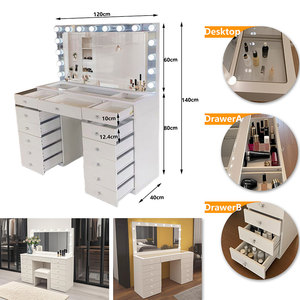 Tocador de maquillaje de fábrica para niñas, muebles de lujo, tocador para maquillaje, tocador de dormitorio moderno con espejo de luz Led - Product Image 2