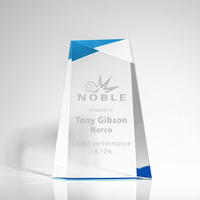 Trophée personnalisé en acrylique avec accent bleu, récompense d'entreprise, reconnaissance des employés, cadeau d'affaires, plaque moderne gravée sur mesure