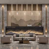 Bureau d'accueil extérieur personnalisé en MDF durable et écologique avec éclairage LED, design en bois traditionnel pour usage commercial et hôtels