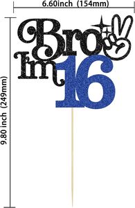 Adorno para Pastel de <span class=keywords><strong>Cumpleaños</strong></span> de 16 Años para Hombre - Decoración para Fiesta de 16 Años - <span class=keywords><strong>Hermano</strong></span> de 16 Años - Negro - Product Image 2