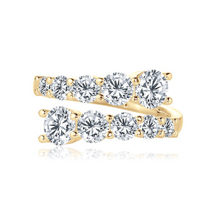 Dainty Micro Pave VVS GRA Moissanite <b>Ring</b> with Open <b>Adjustable</b> Design Copper 14K Gold Filled Jewelry For Women - Product Image 5