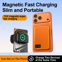 Cargador Portátil Inalámbrico Magnético Inteligente de Aluminio Ultrafino Personalizado, Salida de 15W para Teléfono, Reloj y Auriculares, 5000mah