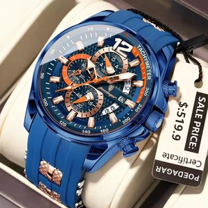 Reloj POEDAGAR 898 para hombre con fecha, cronógrafo, luminoso, resistente al agua, de silicona, clásico, de cuarzo, original. - Product Image 4