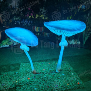 Encantador Juego de Lámparas LED Decorativas con Forma de Hongo en Azul Claro, Pintadas a Mano con Resina, para Jardín y Parque - Product Image 1