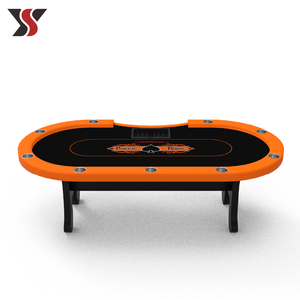 Tavolo <span class=keywords><strong>da</strong></span> Poker Texas Hold'em di Lusso YS, Forma Ovale con Gambe a H, Professionale con 10 Portabicchieri in Acciaio Inox, Panno <span class=keywords><strong>da</strong></span> Tavolo Personalizzabile - Product Image 1