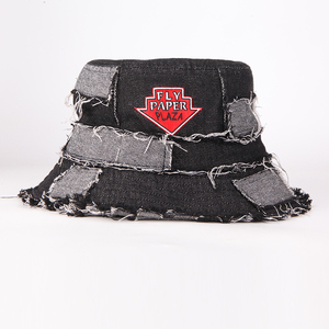Custom <strong>Vintage</strong> Blue Jean Denim Summer Fisherman Cap Customized Fashion Designer Cotton Distressed Bucket <strong>Hat</strong>