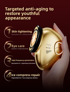 Máy làm đẹp không dây mạ vàng 24K, chống nước, công nghệ collagen, tần số kép, vi dòng điện, tần số cao, kích thích cơ - Product Image 6