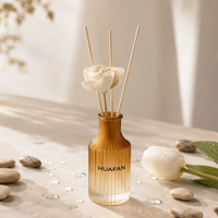 Bouteilles de diffuseur à roseaux en verre cylindriques cannelées verticales de luxe 60ml 100ml 150ml 250ml, emballage personnalisable, flacons de parfum vides