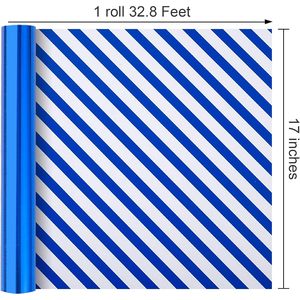 Merture Reversible Royal Blue Wrapping <b>Paper</b> <b>Roll</b> 17 In X 32.8 Ft Metallic Stripe Design Gift <b>Wrap</b> For Baby Shower Birthday - Product Image 3