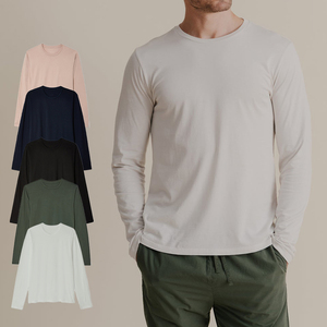 T-shirt en jersey léger à manches longues et col rond pour homme Kingsen, 100 % coton, logo personnalisé sur le devant, coupe classique, séchage rapide - Product Image 1