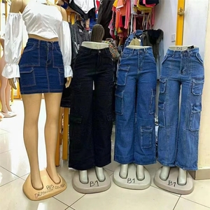 Jeans Cargo da <span class=keywords><strong>Donna</strong></span> a Gamba Larga, Stile Vintage Lavato, Traspiranti, Multi-Tasca, per l'Inverno, Vendita all'Ingrosso - Product Image 4