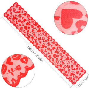 Ensemble de chemins de table en dentelle en forme de cœur pour la Saint-Valentin, décoration de bouteille de vin rouge pour mariage, nappe festive pour la décoration de fête romantique - Product Image 4