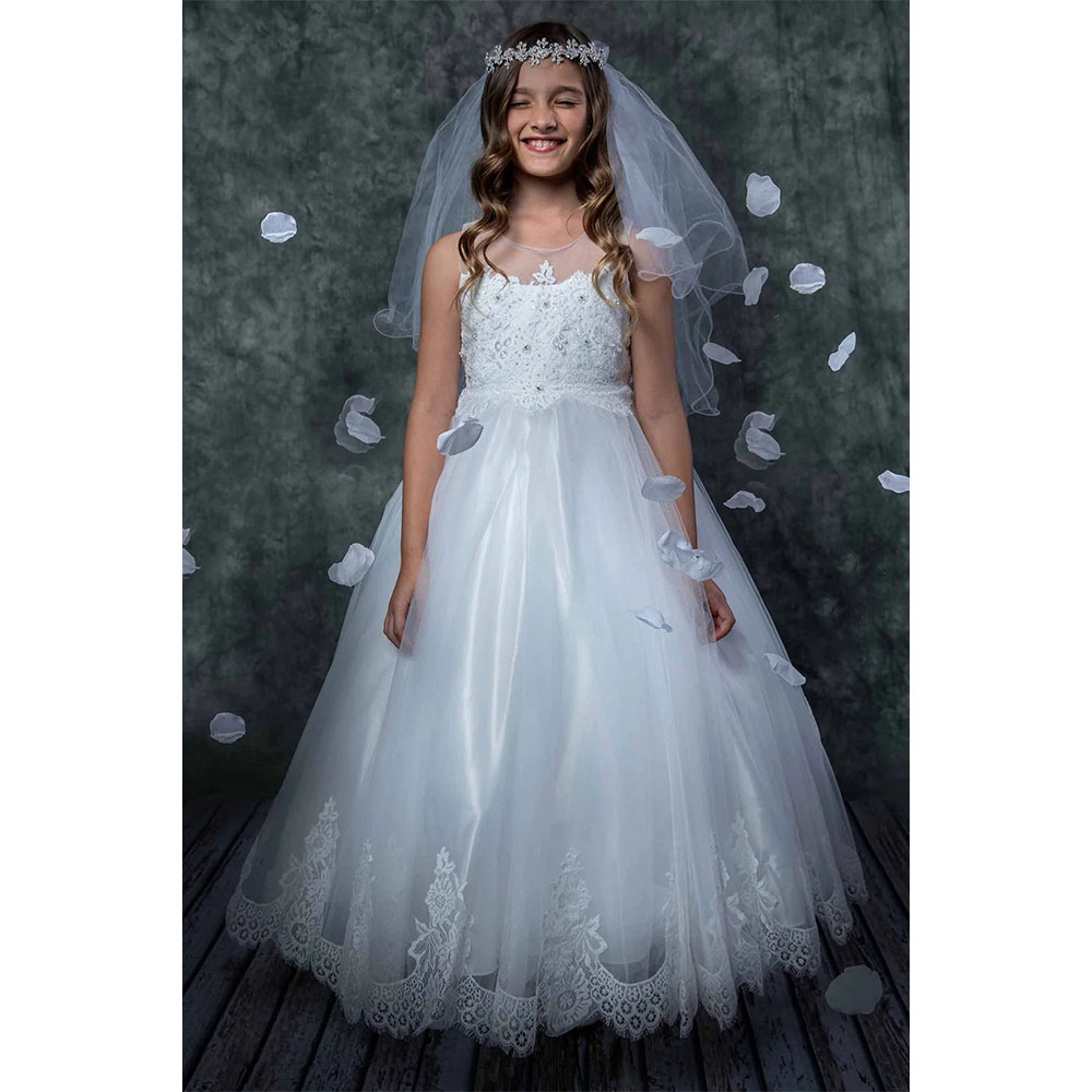 sachin and babi light blue dress Classic Pleated Girls Dress 10 / Ivory