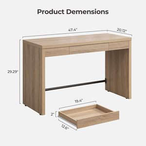 Phòng ngủ bằng gỗ tạo nên bảng, farmouse nhà văn phòng bàn với ngăn kéo cho phòng ngủ, phòng khách, ký túc xá, 47 inch nghiên cứu bàn - Product Image 2