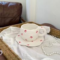 Tasses et assiettes à fleurs peintes à la main, irrégulières et créatives, Lelyi, exquises pour le thé de l'après-midi, en céramique
