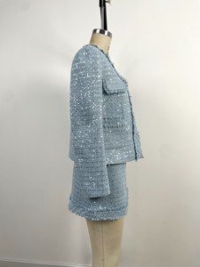 OEKO <span class=keywords><strong>Tweed</strong></span> di alta qualità personalizzato due pezzi Set elegante da donna per incontri di lavoro - Product Image 2