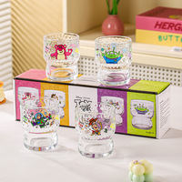 Verre à boire en verre motif dessin animé 300 ml, pour jus, usage domestique, coffret cadeau