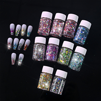10 pots de paillettes holographiques pour ongles, mélange de flocons hexagonaux épais, paillettes laser irisées, fournitures de décoration pour résine et loisirs créatifs DIY