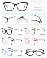 Livraison rapide, montures optiques en acétate vintage de qualité supérieure, montures de lunettes en acétate spécialisées pour femmes, en stock