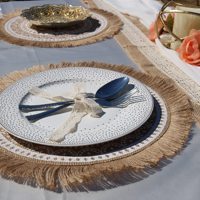 Nouveau chemin de table et napperon pour noël napperons en tissu de jute pour table à manger
