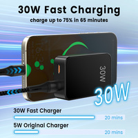 Schitec Private Design US Plug Pliable 30W Chargeur double usb c charge rapide gan chargeur 30w max pour ipad, iphone et sumsung