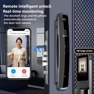 Hợp kim nhôm thông minh 3D Nhận dạng khuôn mặt <span class=keywords><strong>camera</strong></span> khóa cửa cho gỗ/nhôm/Thép cửa 35-65mm Độ dày sử dụng nhà lưu trữ đám mây - Product Image 2