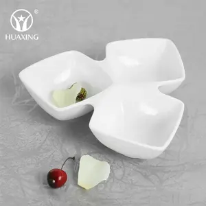 Platos de Cerámica de Diseño Simple con 3 Compartimentos para Servir <span class=keywords><strong>Tapas</strong></span>, Postres, Platos de Porcelana para Catering - Product Image 1