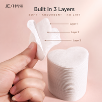 Tampons démaquillants jetables en coton pur à trois couches, en forme de cœur, pour un nettoyage facial en profondeur, à prix d'usine