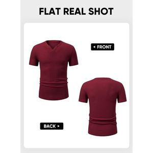 Foxa เสื้อยืดผู้ชายคอวีเฮนลี่ย์แขนสั้นผ้าฝ้ายถักลำลองระบายอากาศสวมใส่ทำงาน - Product Image 5